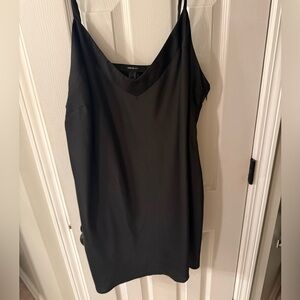 Forever 21 Black Satin V-Neck Slip Dress